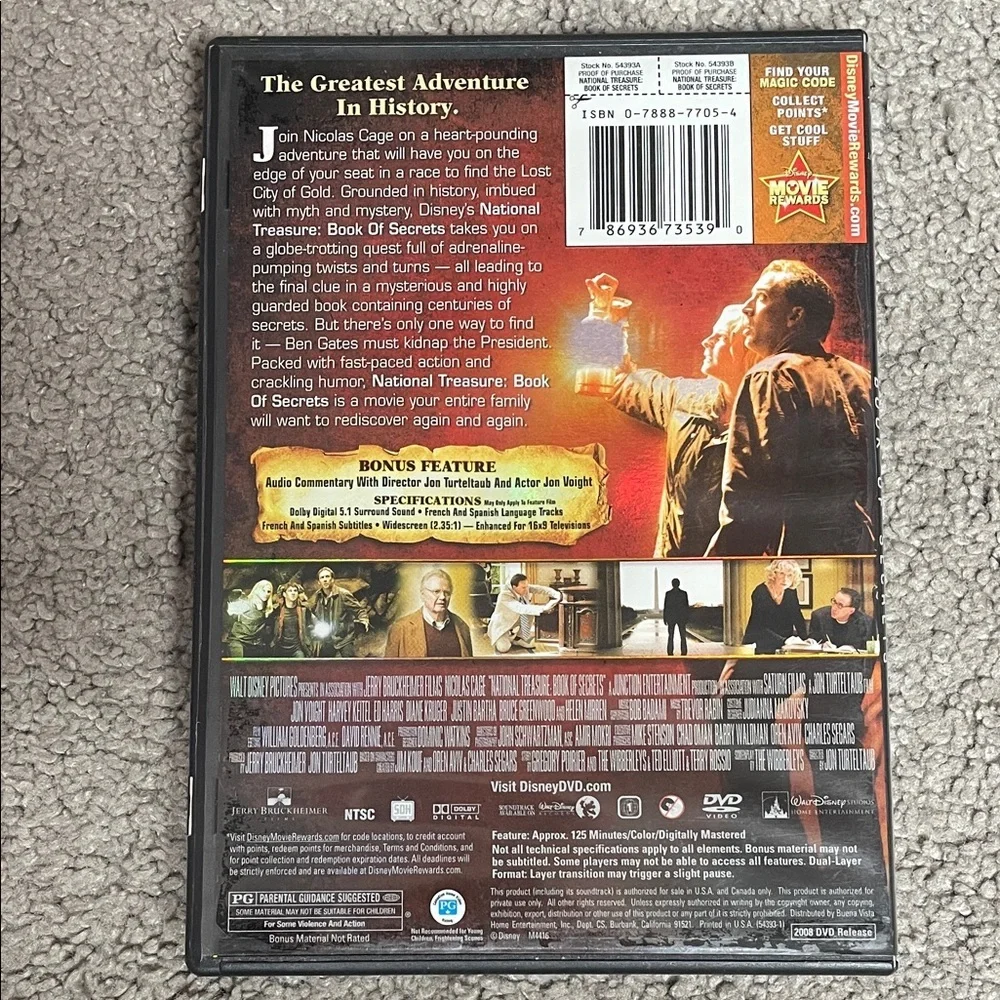 Disney National Treasure 2: Book of Secrets DVD - Red and Black Cover